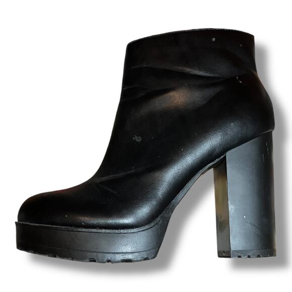 H&M Divided Black Chunky Heel Ankle Boots Women’s Size 8 EUR 39 Platform Block - Picture 3 of 10